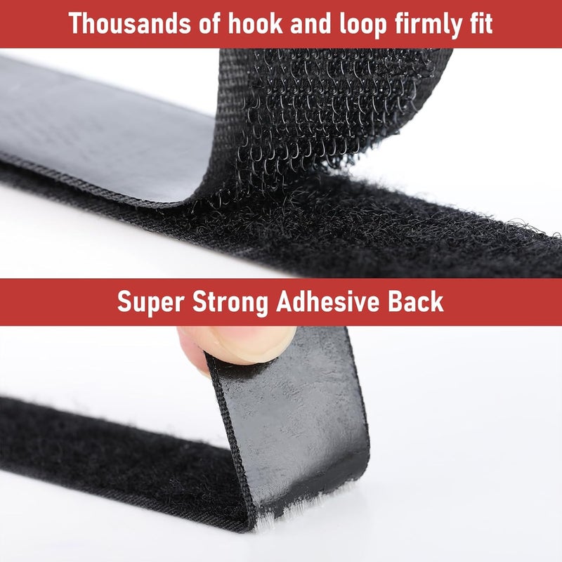 PTUNA 30Ft *2 Inch Hook and Loop Tape with Adhesive Back, Heavy Duty Double Sided Adhesive Strips, Strong Sticky Strips Roll for Home/Office/School/Car, Black - Image 5